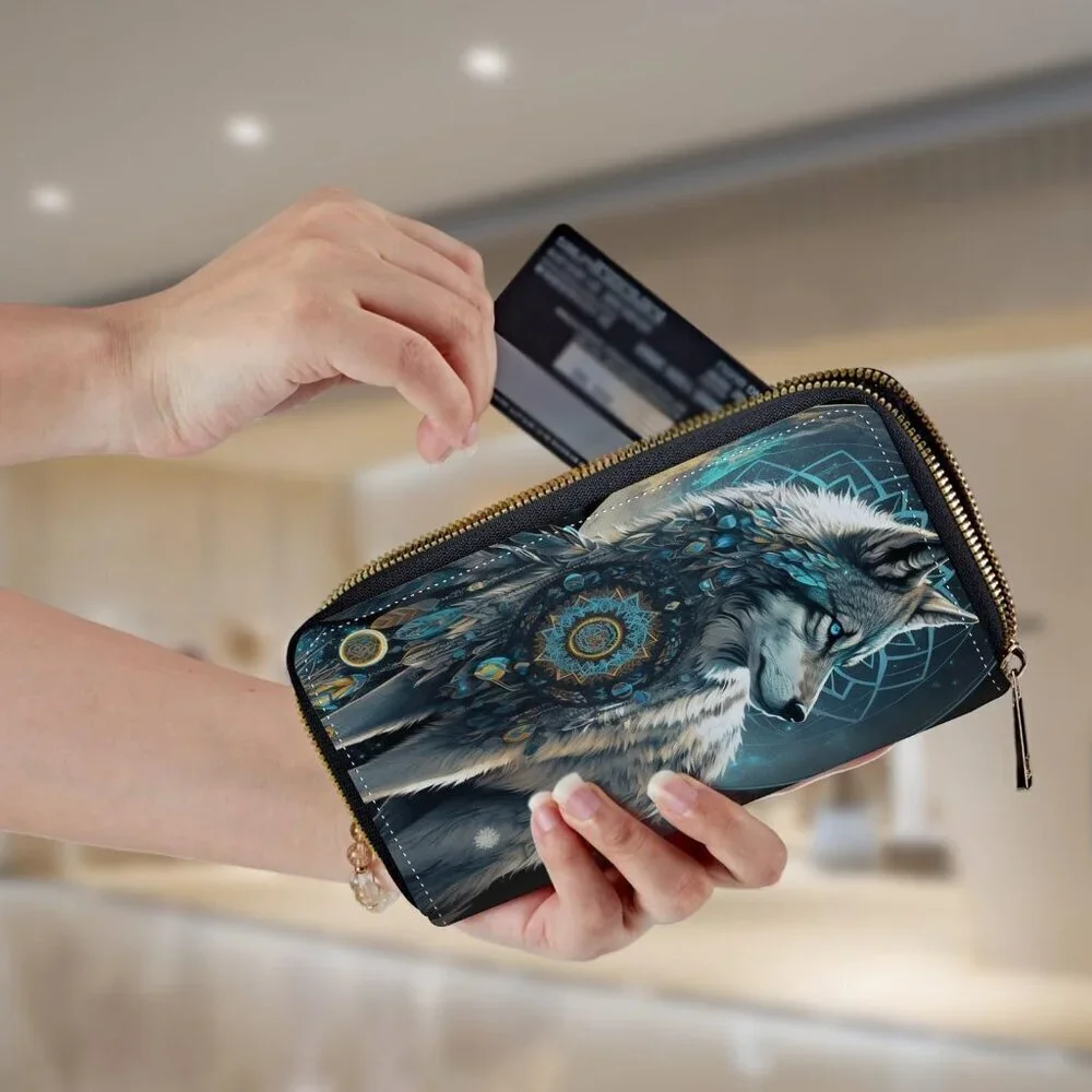 Leather RFID Wallet with Wristlet for Women Teen Girls Large Capacity Travel Pur